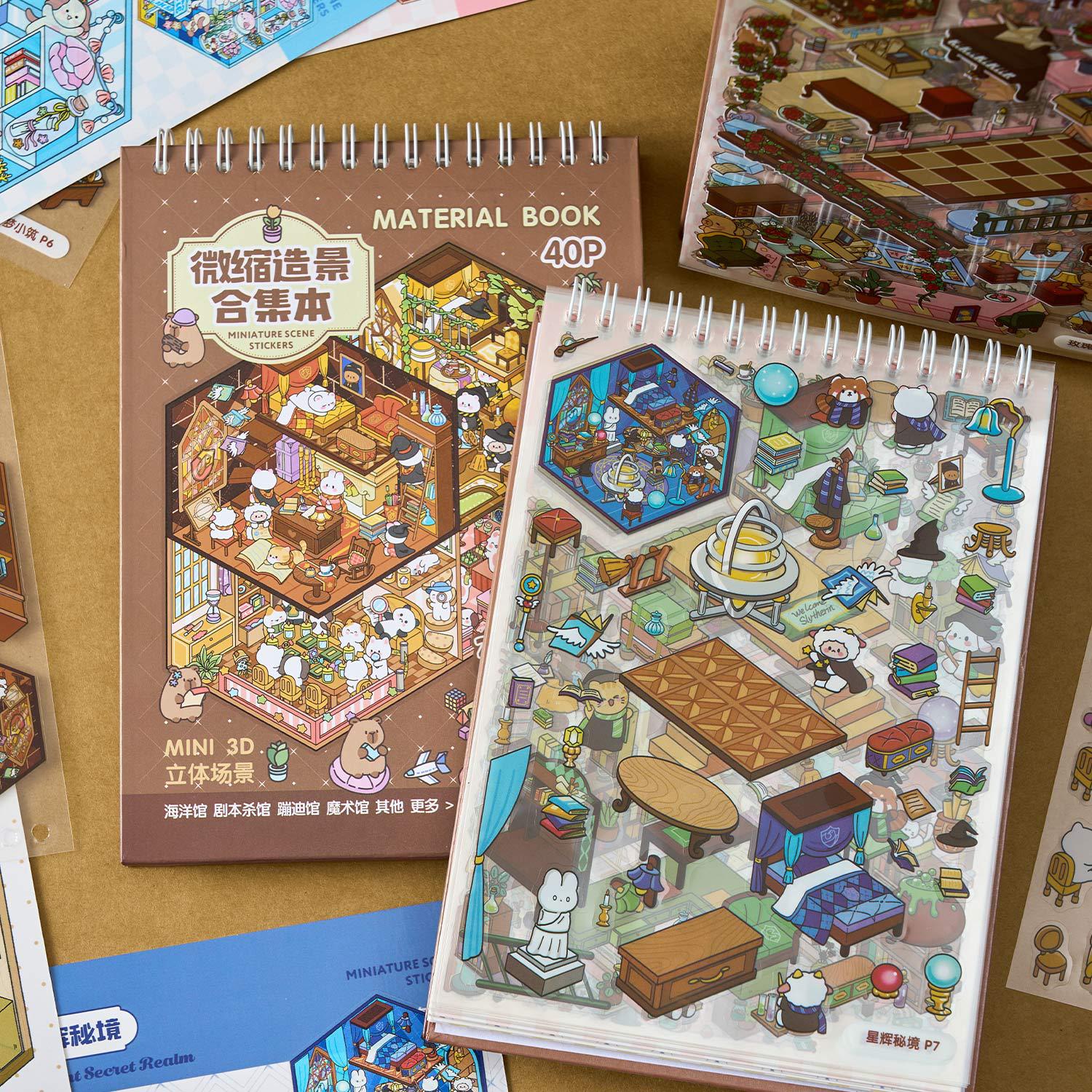 [Dreamland Forest Town]3D Miniature Theme Scene stickers Collection Book