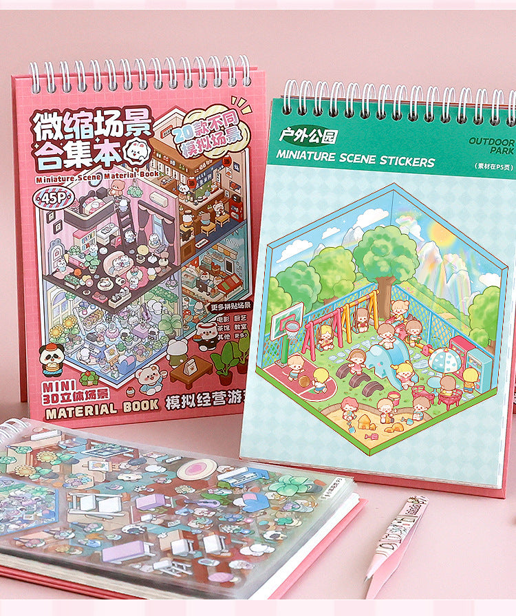 20P in 1  Miniature 3D scene stickers book for multiple scene