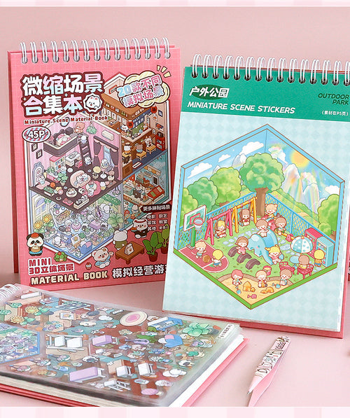 20P in 1  Miniature 3D scene stickers book for multiple scene