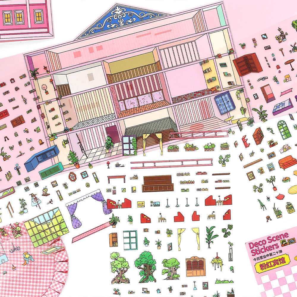 [La Vie En Rose Hotel]Big Size 3D scene stickers for DIY
