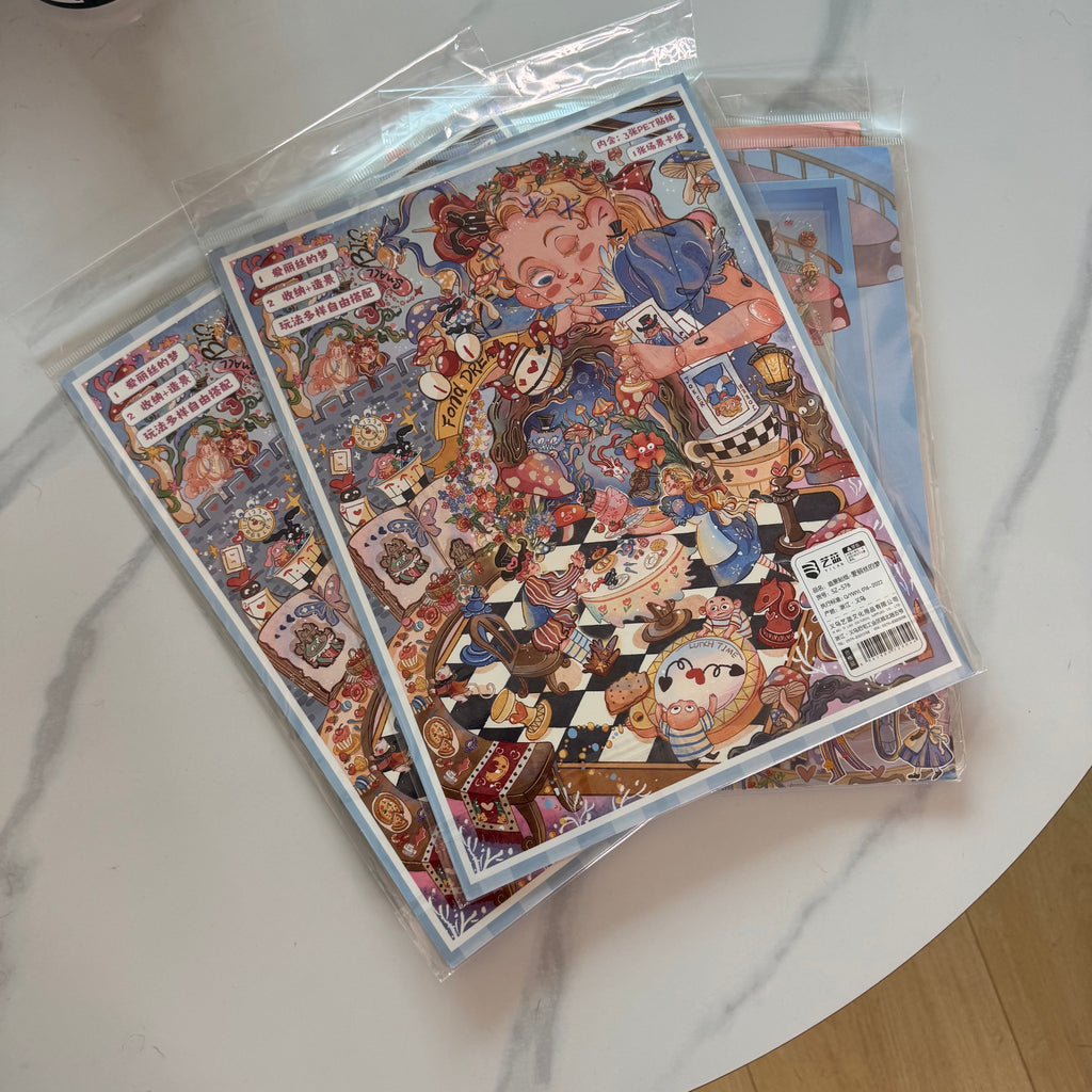 Alice In Wonderland 3 theme stickers- 3D Miniature Theme Scene stickers,stress relief DIY