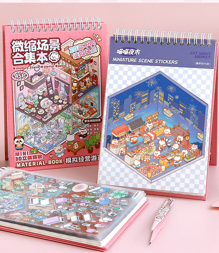 20P in 1  Miniature 3D scene stickers book for multiple scene