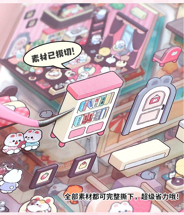20P in 1  Miniature 3D scene stickers book for multiple scene