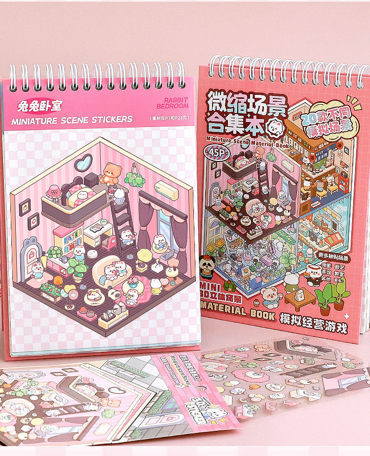20P in 1  Miniature 3D scene stickers book for multiple scene