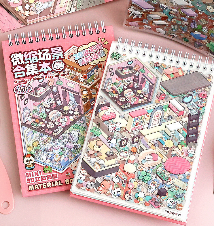 20P in 1  Miniature 3D scene stickers book for multiple scene