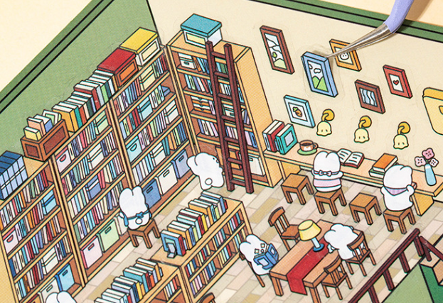 [BOOK STORE + SUPERMARKET]Miniature Scene 3D Sticker, DIY project and stress relief