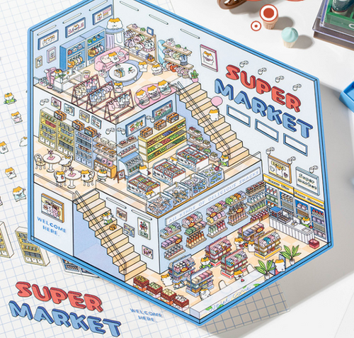 BOOK STORE | SUPERMARKET | Miniature 3D Scene Stickers