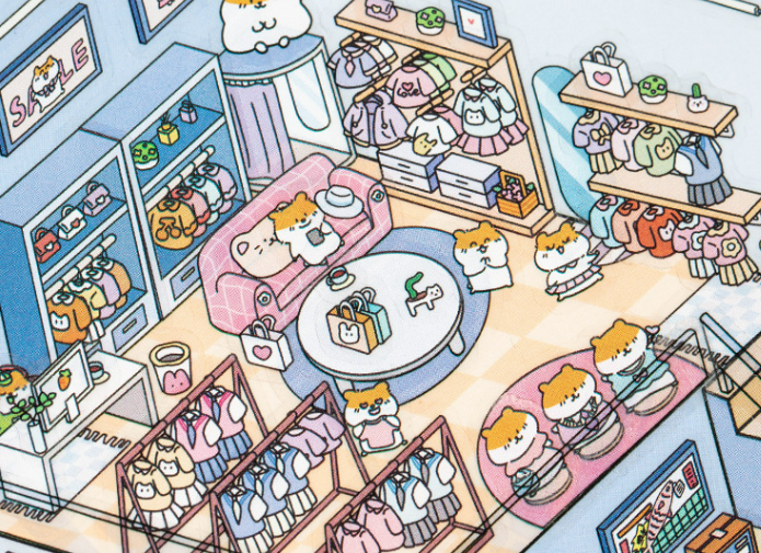[BOOK STORE + SUPERMARKET]Miniature Scene 3D Sticker, DIY project and stress relief