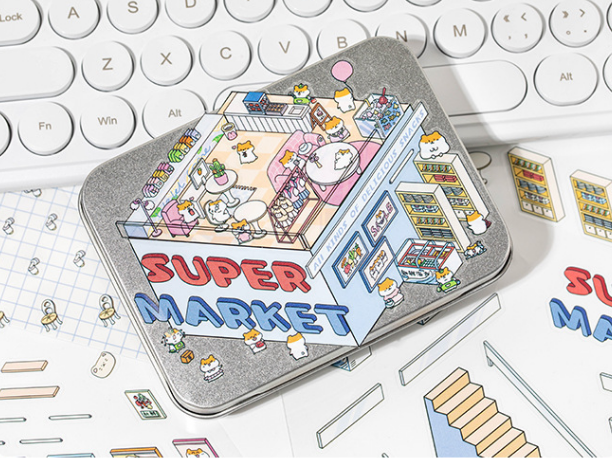 [BOOK STORE + SUPERMARKET]Miniature Scene 3D Sticker, DIY project and stress relief