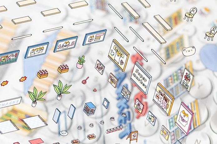 [BOOK STORE + SUPERMARKET]Miniature Scene 3D Sticker, DIY project and stress relief