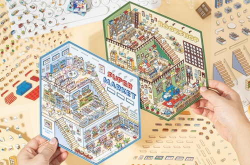 BOOK STORE | SUPERMARKET | Miniature 3D Scene Stickers