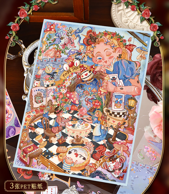 Alice In Wonderland 3 theme stickers- 3D Miniature Theme Scene stickers,stress relief DIY
