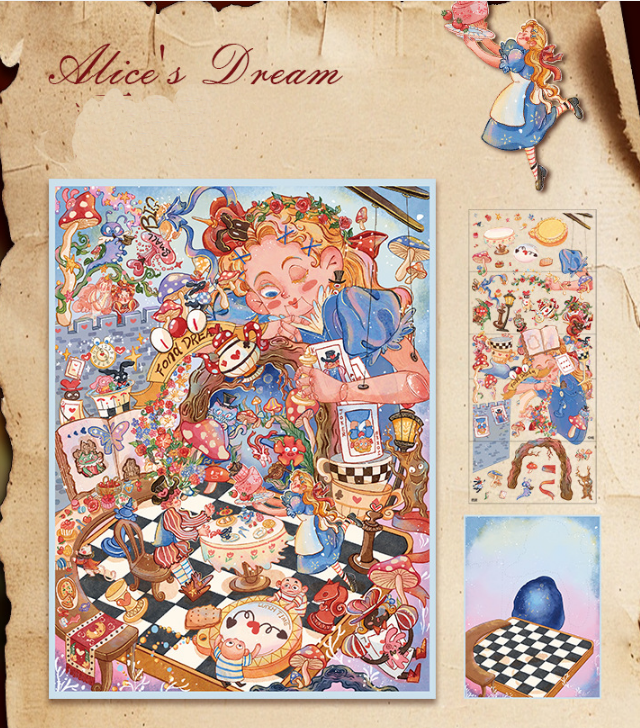 Alice In Wonderland 3 theme stickers- 3D Miniature Theme Scene stickers,stress relief DIY