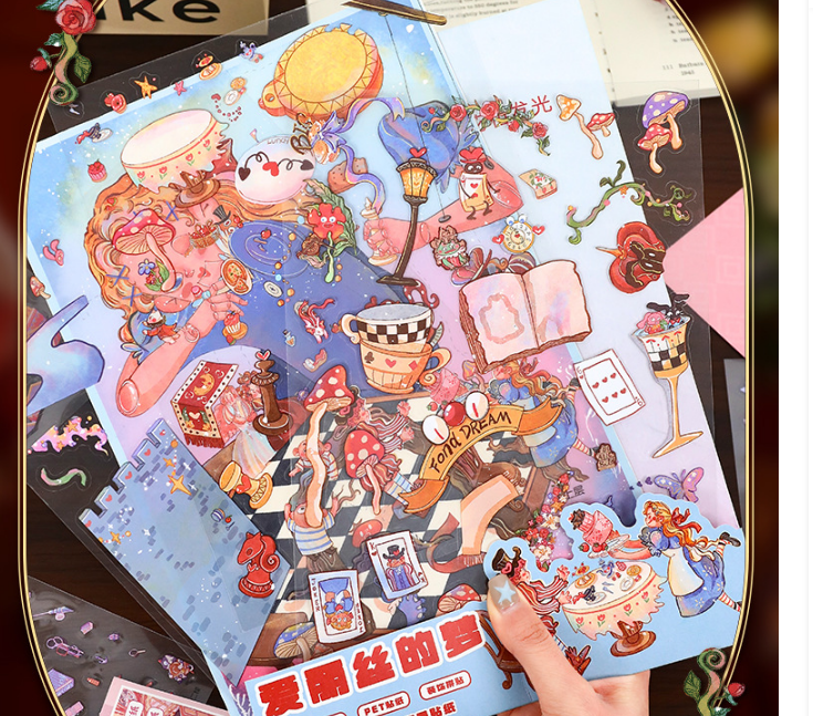 Alice In Wonderland 3 theme stickers- 3D Miniature Theme Scene stickers,stress relief DIY