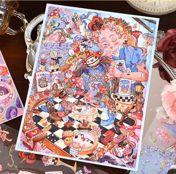 Alice In Wonderland 3 theme stickers- 3D Miniature Theme Scene stickers,stress relief DIY