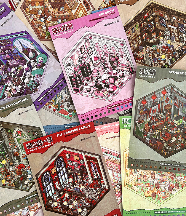 [The Adventure Journey Collection]45 P 3D Scene stickers scrapbook supplies collection, DIY project, Stress Relief