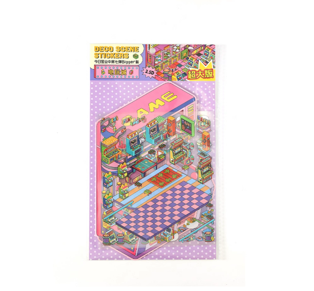 Arcades and  Music Store series 3D Miniature Theme Scene stickers Collection Book, Creative Crafting, Stress Relief, Ideal for DIY projects and home decor Ornaments Decorative