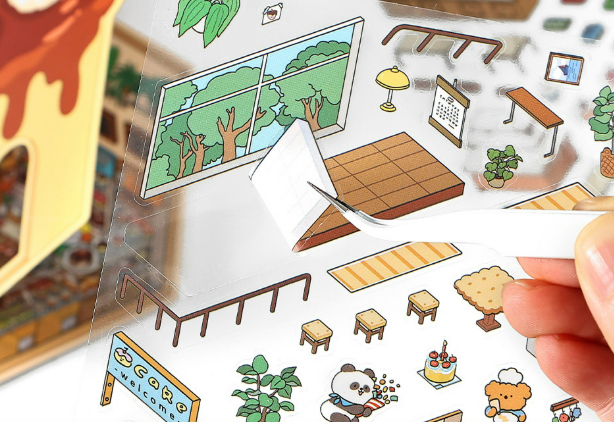 [Coffee shop+Bakery Shop + Dessert Shop + Sushi Shop] 3D Miniature Theme Scene Stickers